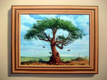 「アフリカの樹」。絵の中に動物たちが隠れてる？